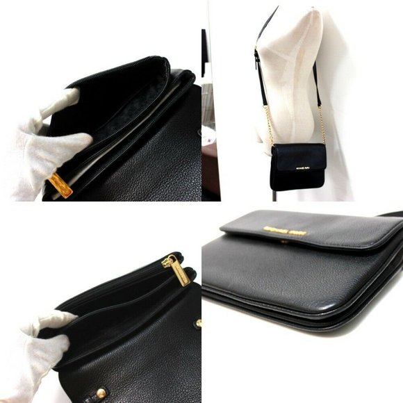 AUTHENTIC UNUSED MICHAEL KORS Chain Bag Pochette Shoulder Bag Black Leather - Picture 10 of 11